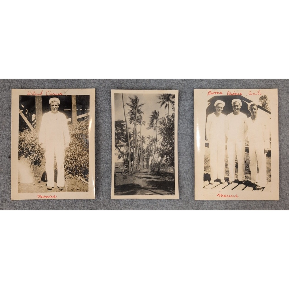 Set of 3 Vintage Seabees Sailor Photos Manus Island WWII - Picture 1 of 7